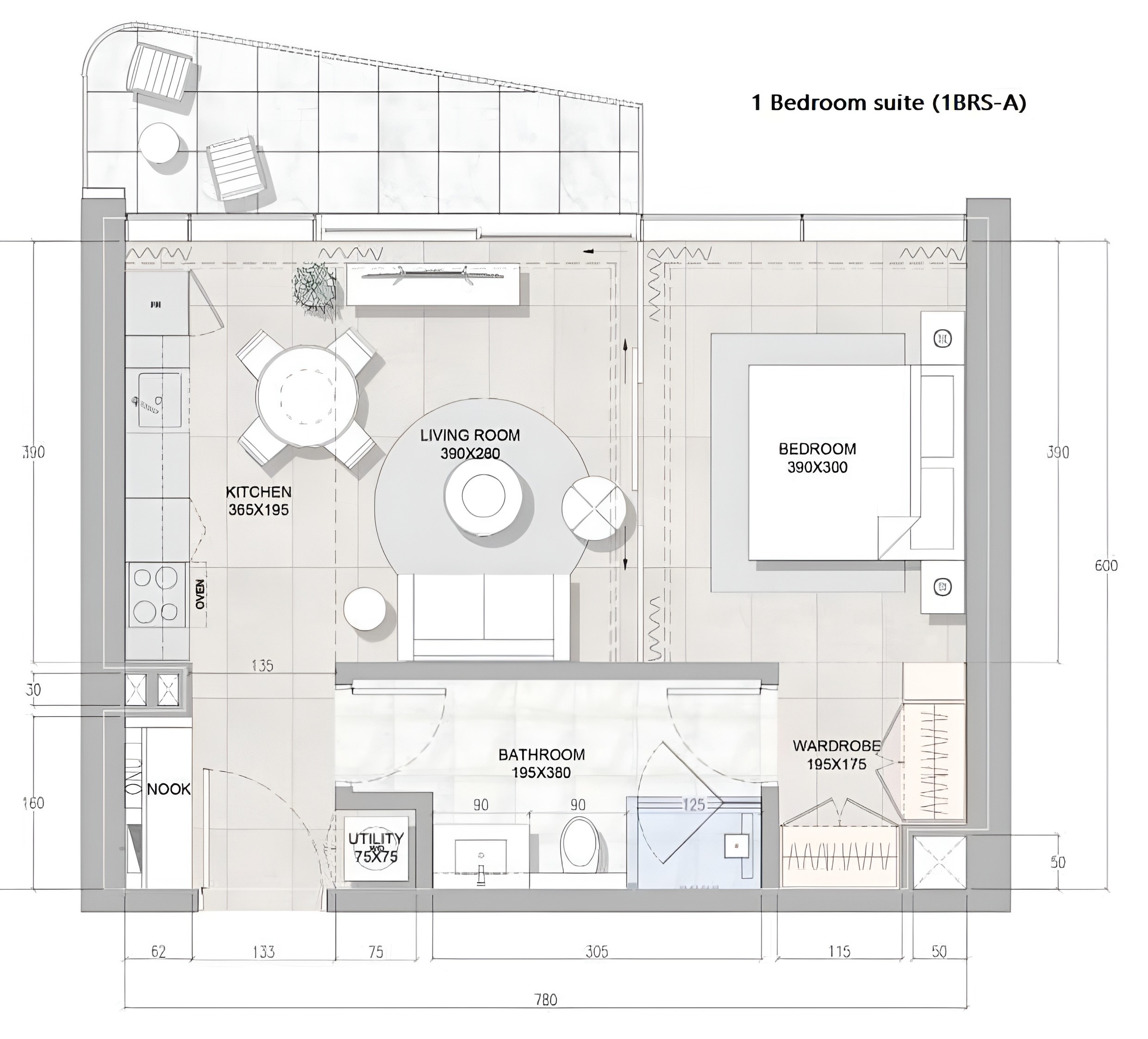 Solera 1BR Suite -Floor Plan