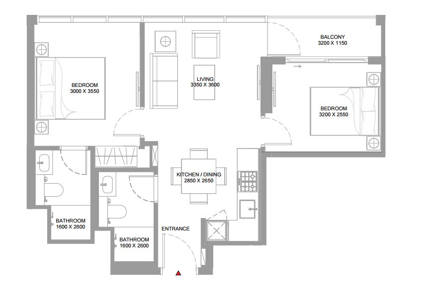 Canalside – 2BR Floor Plan