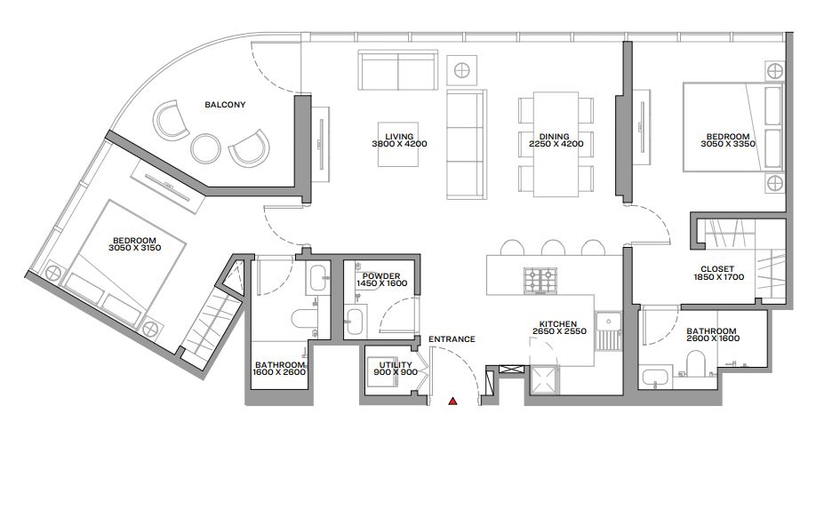 Coraline- 2BR Floor Plan