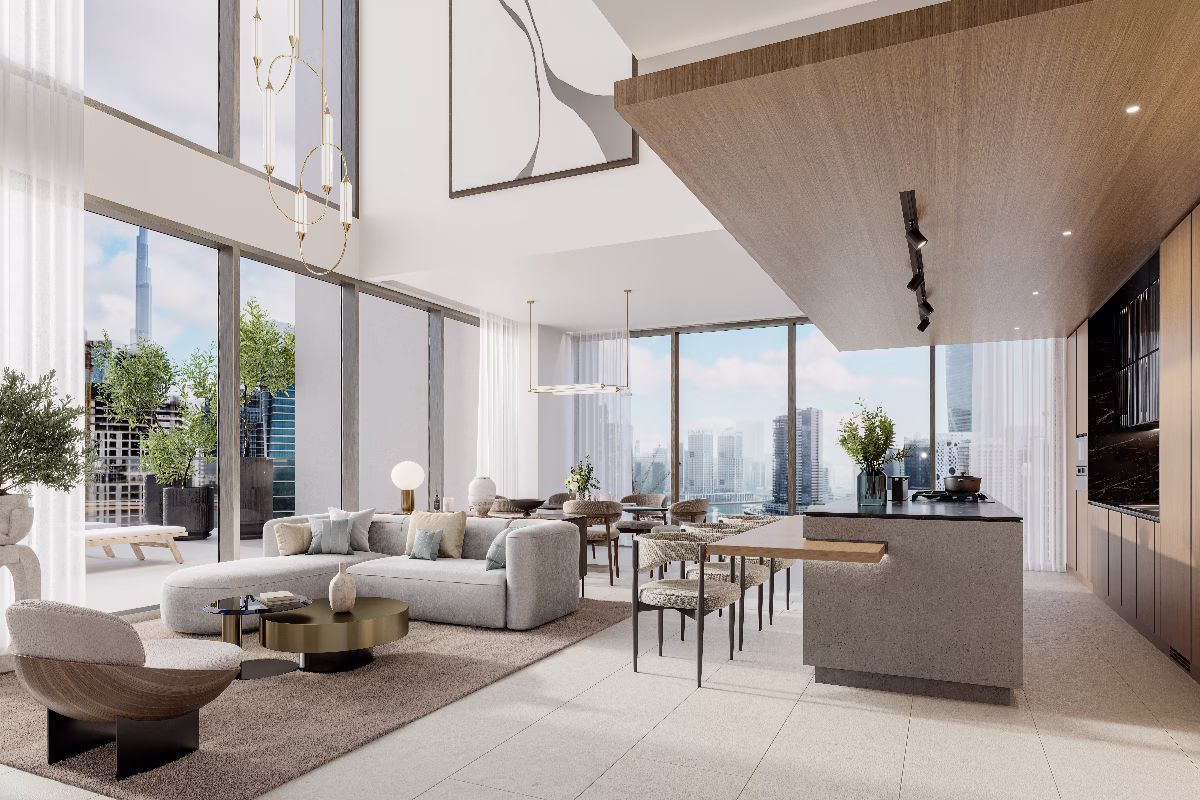 One River Point_Duplex living and dining