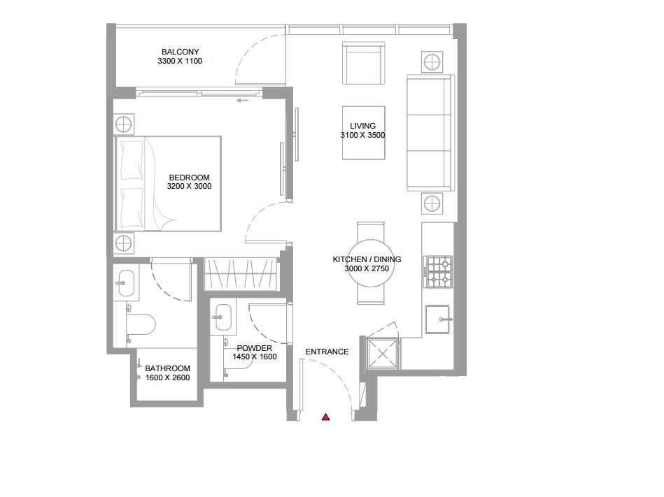 Pearlside – 1BR Floor Plan