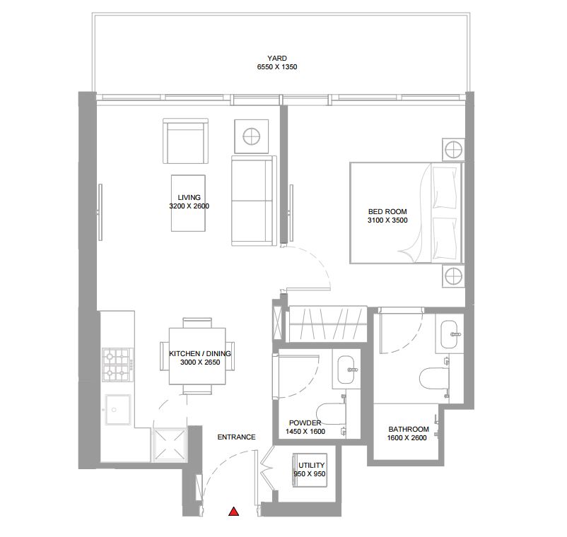 Pierside -1BR Floor Plan