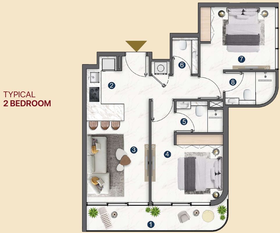 Voxa 2BR -Floor Plan
