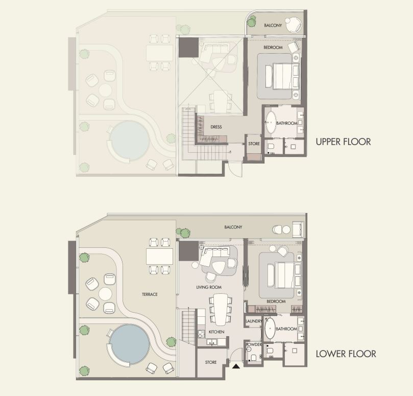 W Residence – 2BR Duplex Floor Plan