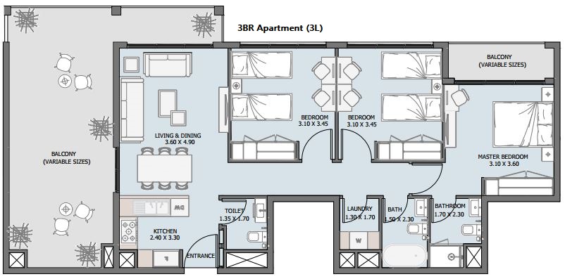 Verdana 3- 3BR Floor Plan