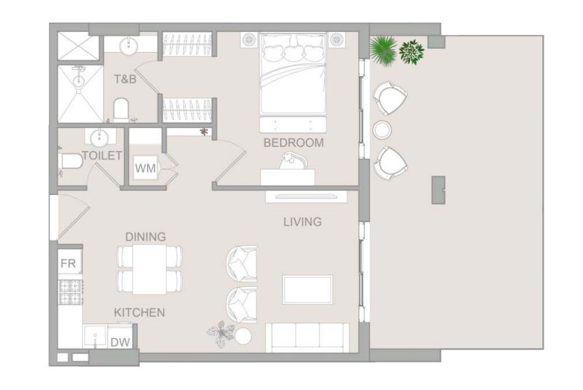 Verdania 2-1BR Floor Plan